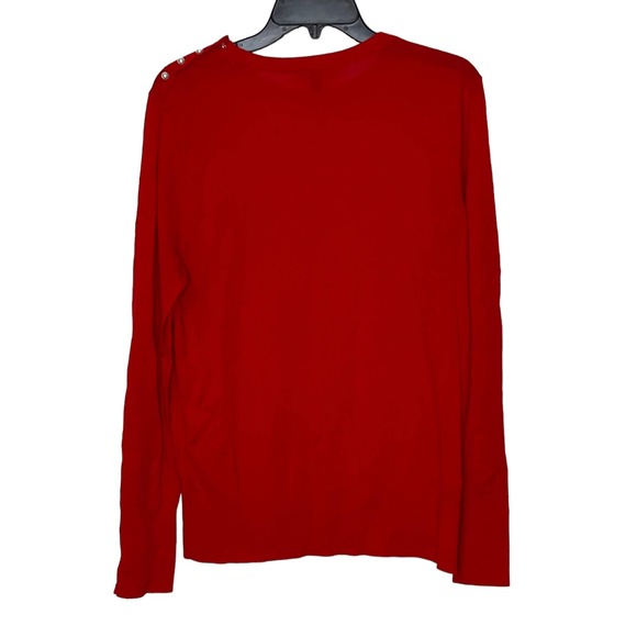 Ann Taylor Red Pearl Button Shoulder Sweater Knit  Pullover Crewneck Women XL - Picture 8 of 8
